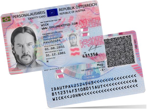 Austria ID Card NEW PSD Template