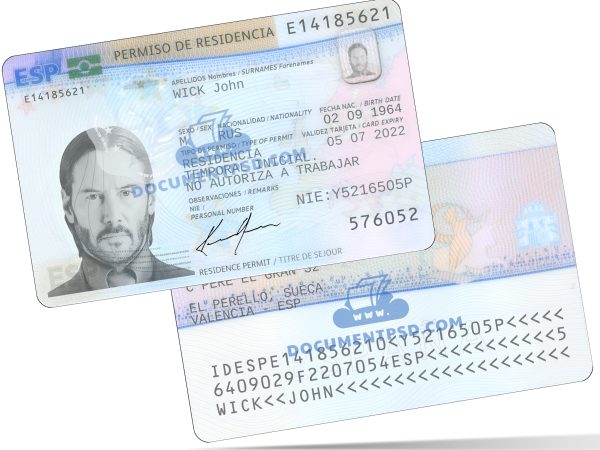 Spain Residence Permit new PSD Template