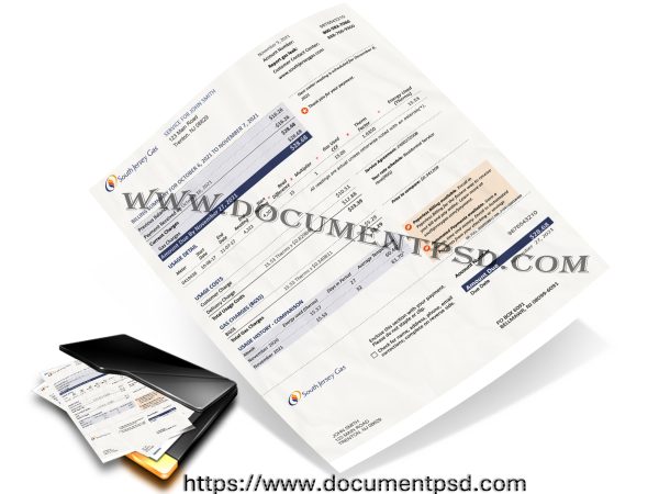 South Jersey Gas Bill. New Jersey. PSD Template