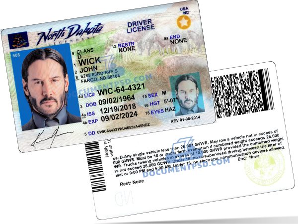 North Dakota Driver License PSD Template