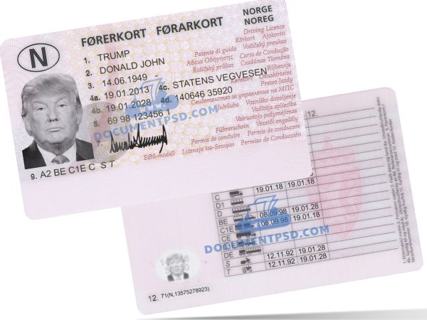Norway Driver License PSD Template