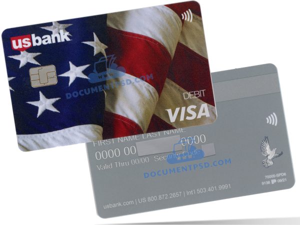 U.S. Bank Debit Visa Card United States PSD Template
