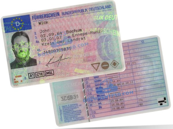 Germany Driver License  2001 PSD Template