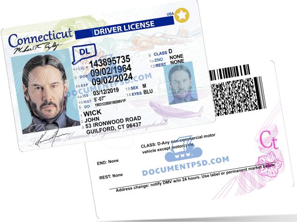 Connecticut Driver License NEW PSD Template
