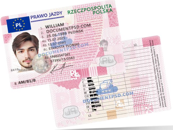 Poland Driver license  New PSD Template
