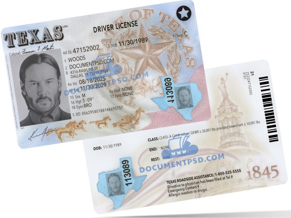 Texas Driver License NEW 2025 PSD TEMPLATE