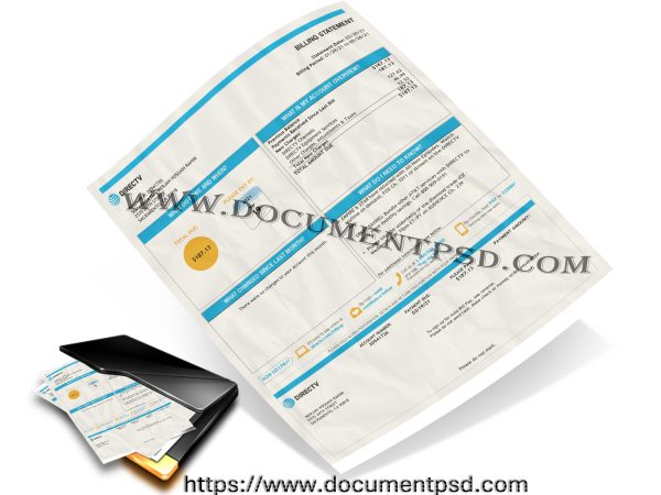 DIRECTV Billing Statement.California United States PSD Template