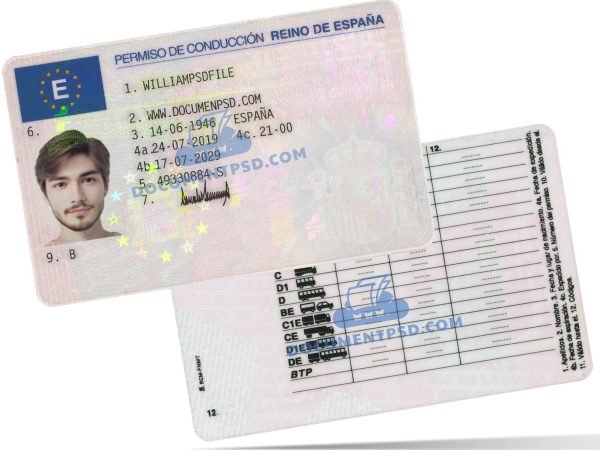 Spain Driver License PSD Template