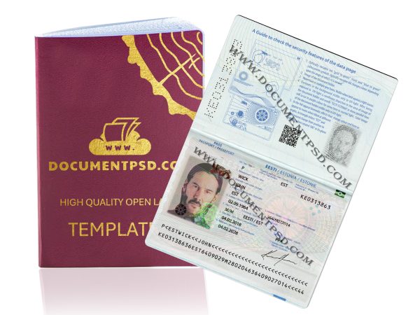 Estonia Passport PSD Template