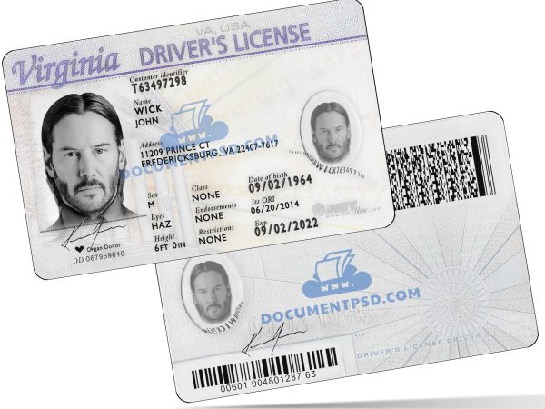 Virginia Driver License PSD Template