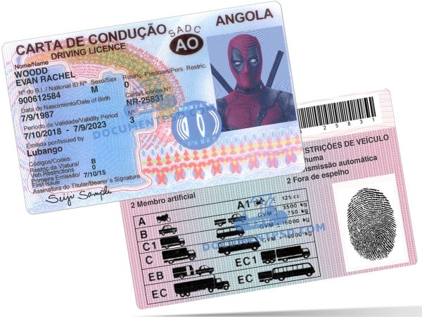 Angola Driver License PSD Template