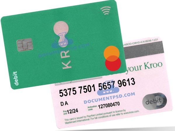 Kroo Debit Mastercard United Kingdom PSD Template