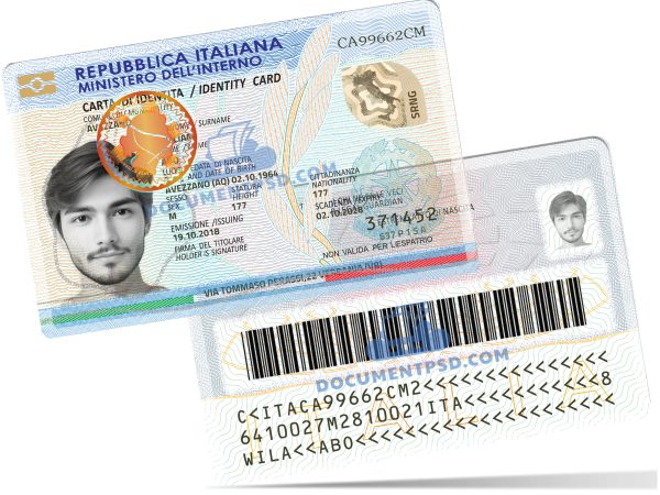 Italy ID CARD VECTOR  QUALITY PSD TEMPLATE