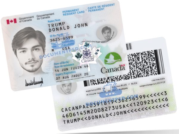 Canada Resident Card PSD Template