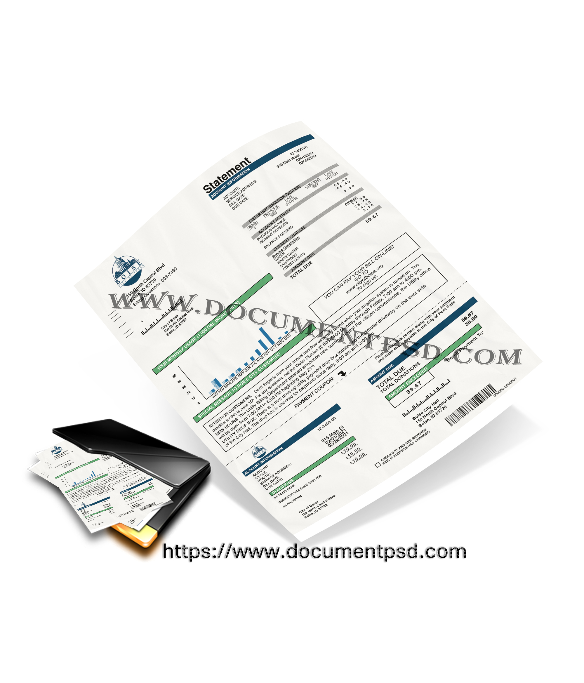 municipal utility statement United States PSD Template