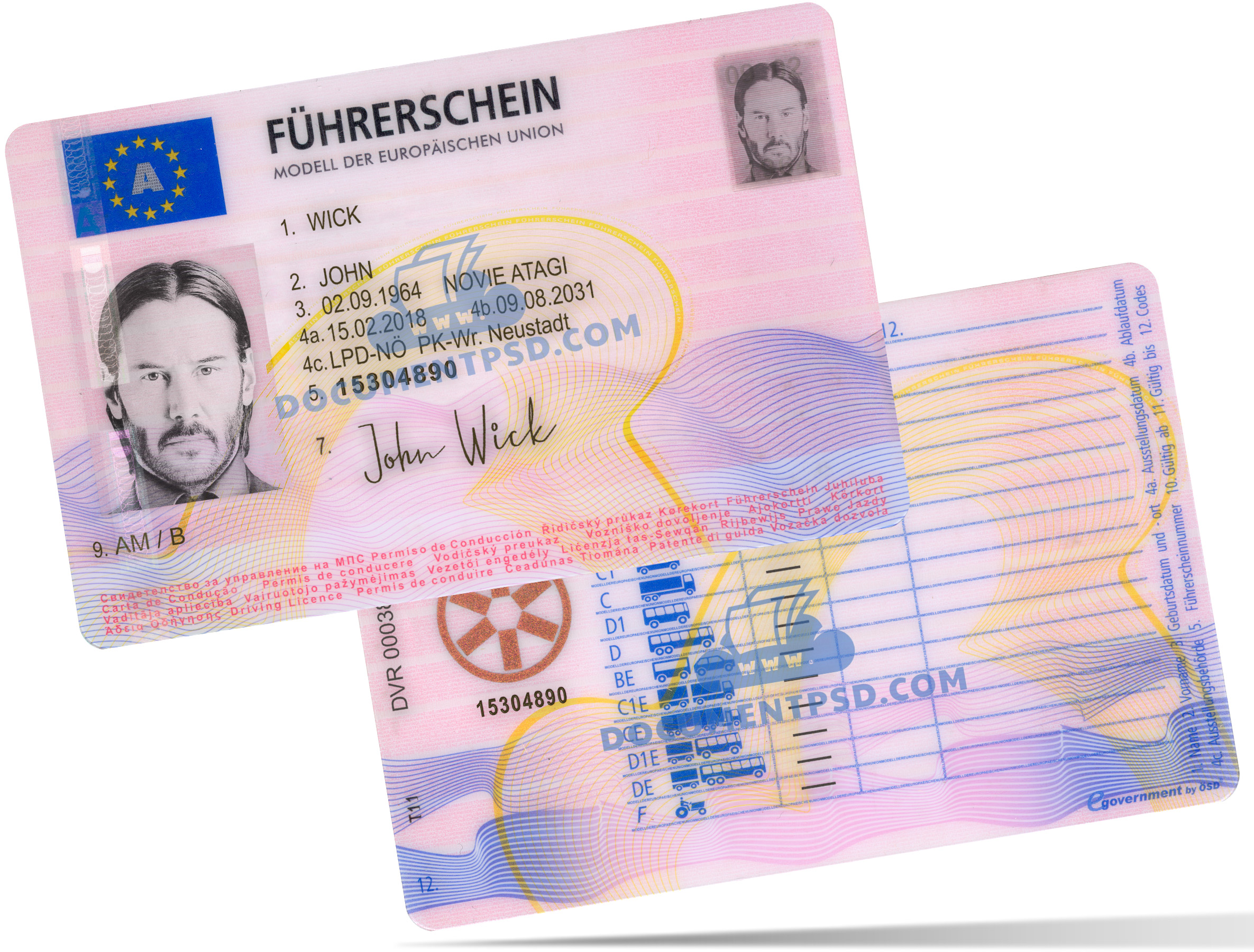 Austria Driver license PSD Template