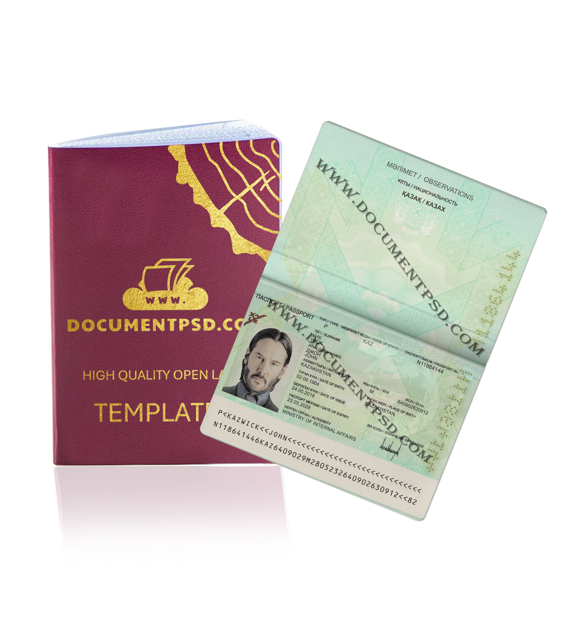 Kazakhstan Passport PSD Template