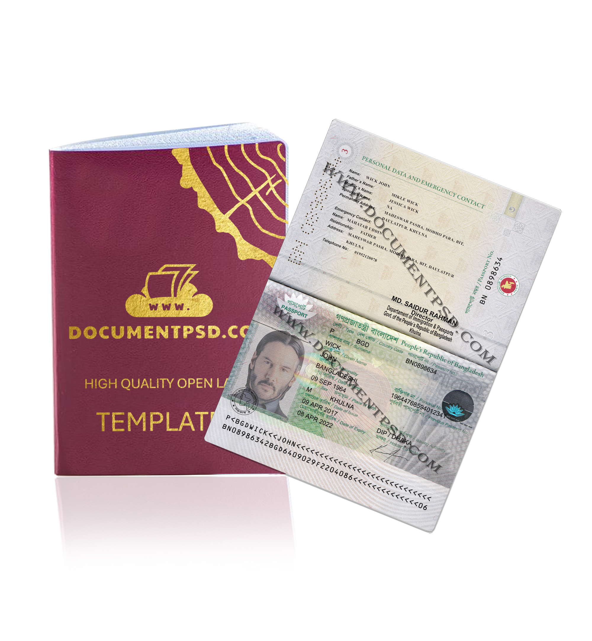 Bangladesh Passport PSD Template