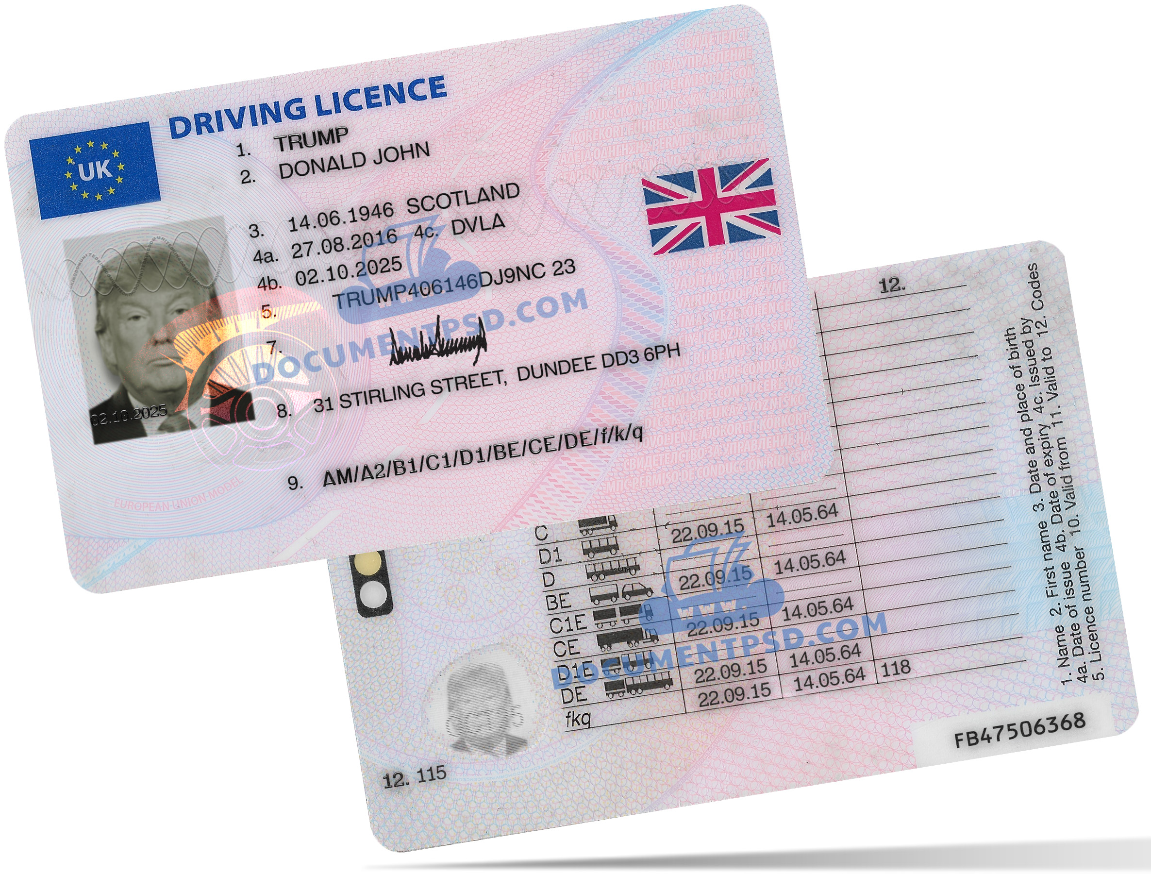 United Kingdom Driver License 2015 PSD Template