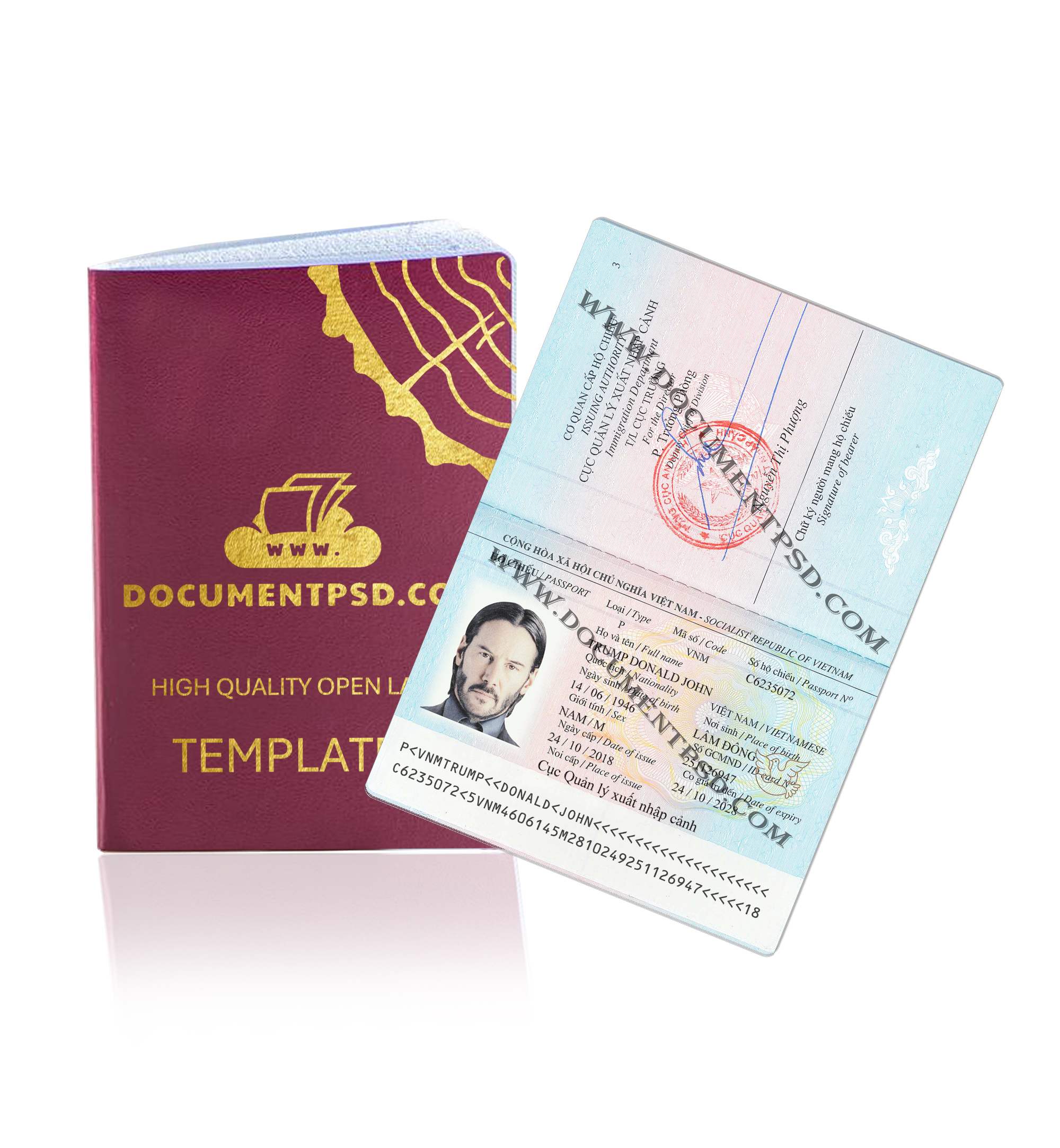 Vietnam Passport PSD Template