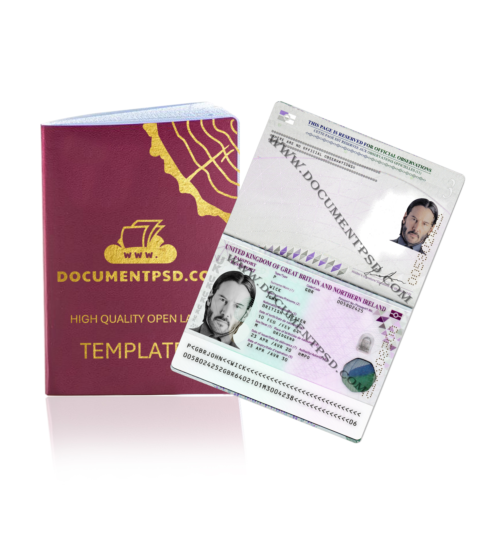 Passport United Kingdom NEW PSD Template