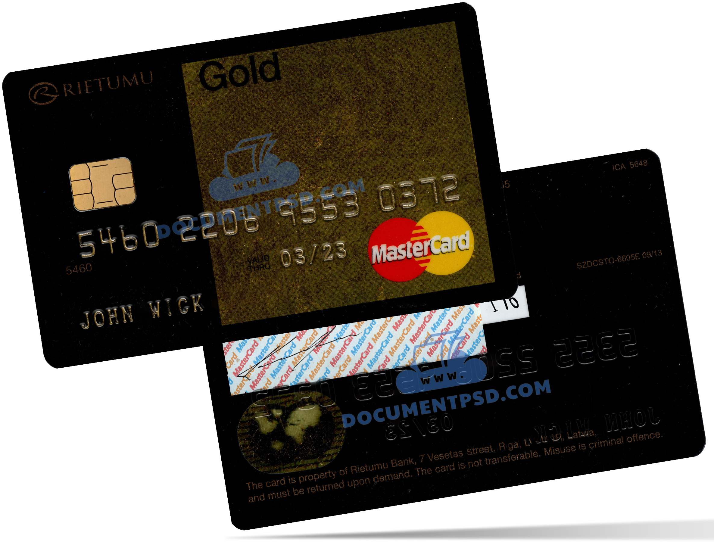 Rietumu Gold Mastercard Latvia PSD Template