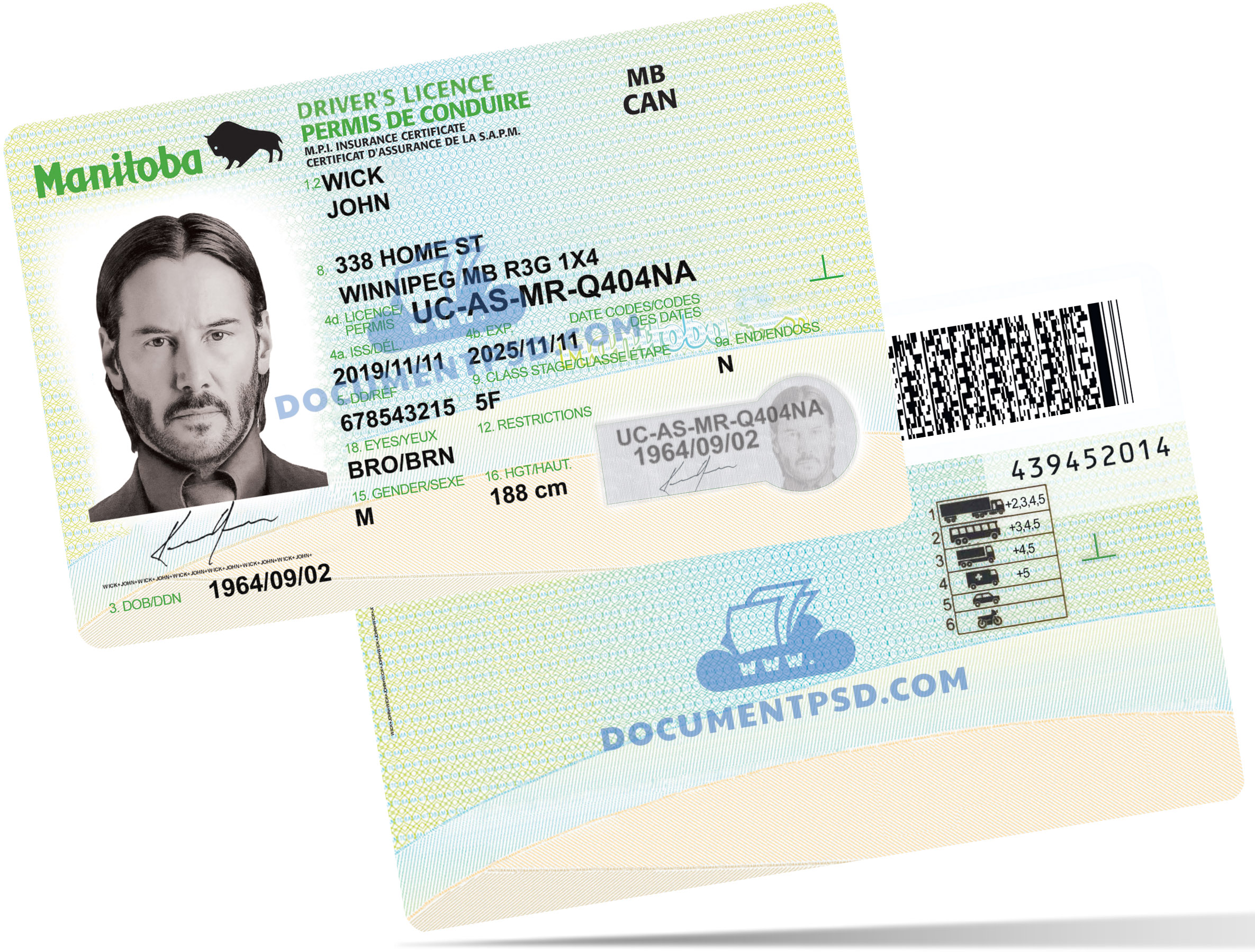 Canada Manitoba Driver License NEW