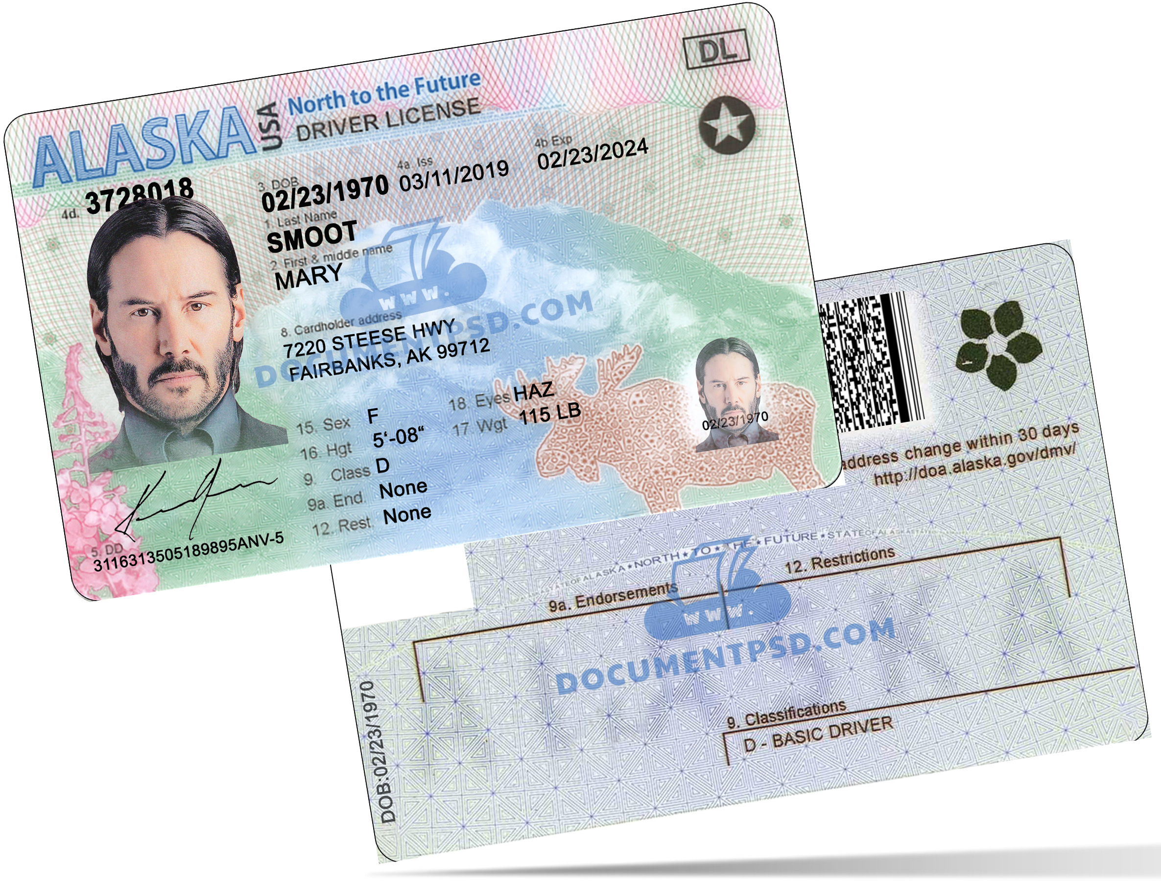 Alaska Driver License NEW PSD Template
