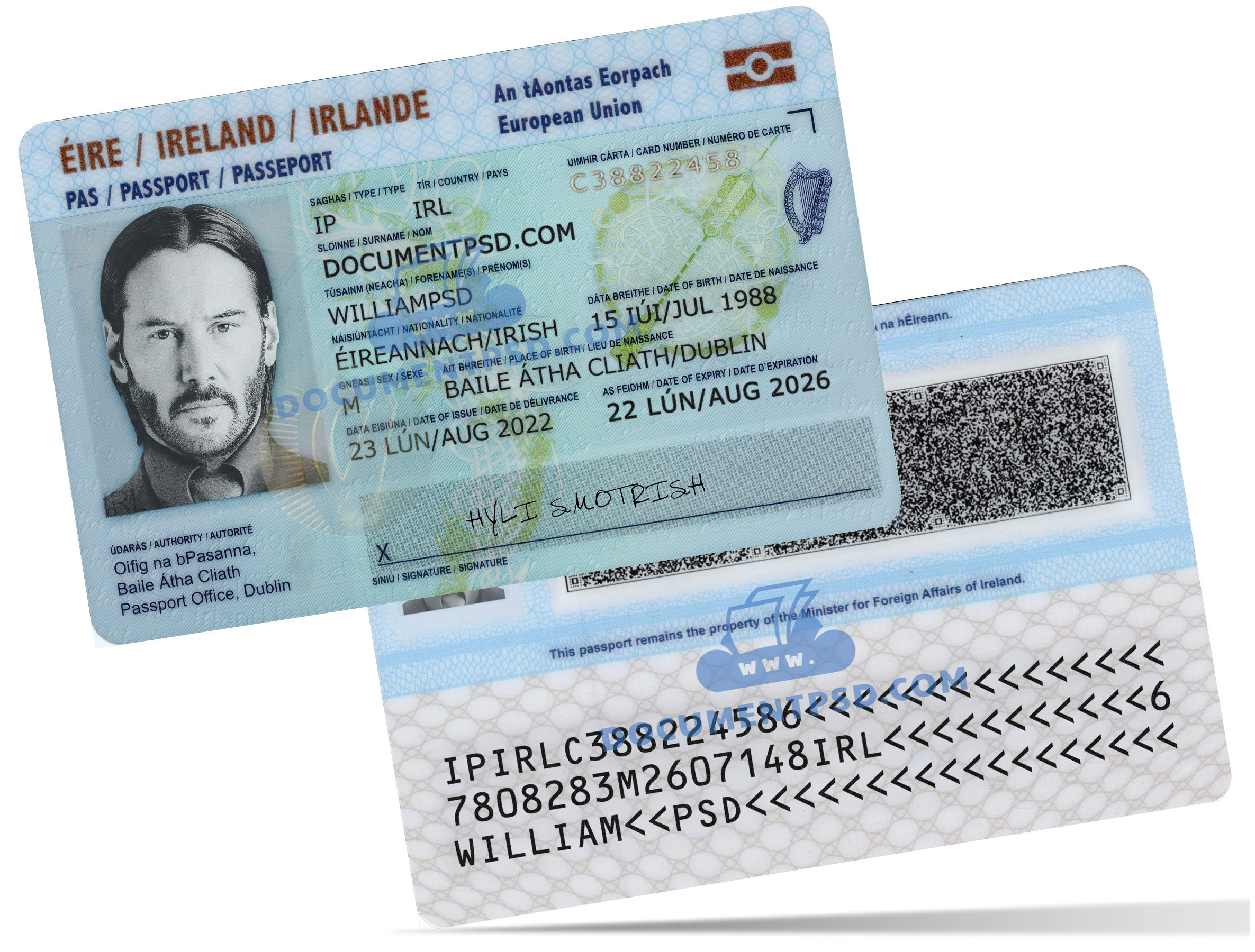 Ireland ID Card NEW PSD Template