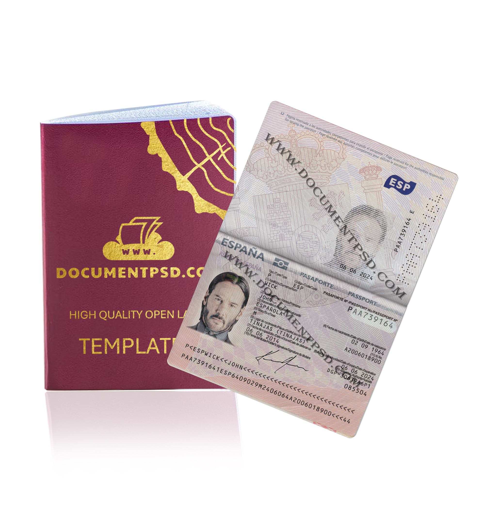 Spain Passport PSD Template