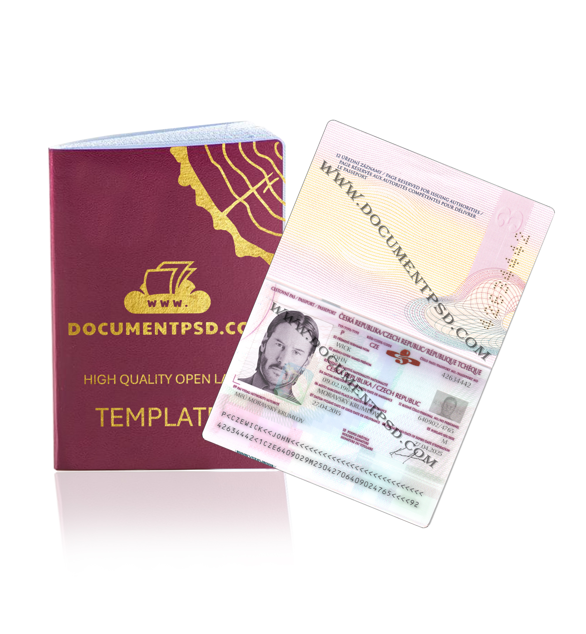 Czech Passport PSD Template