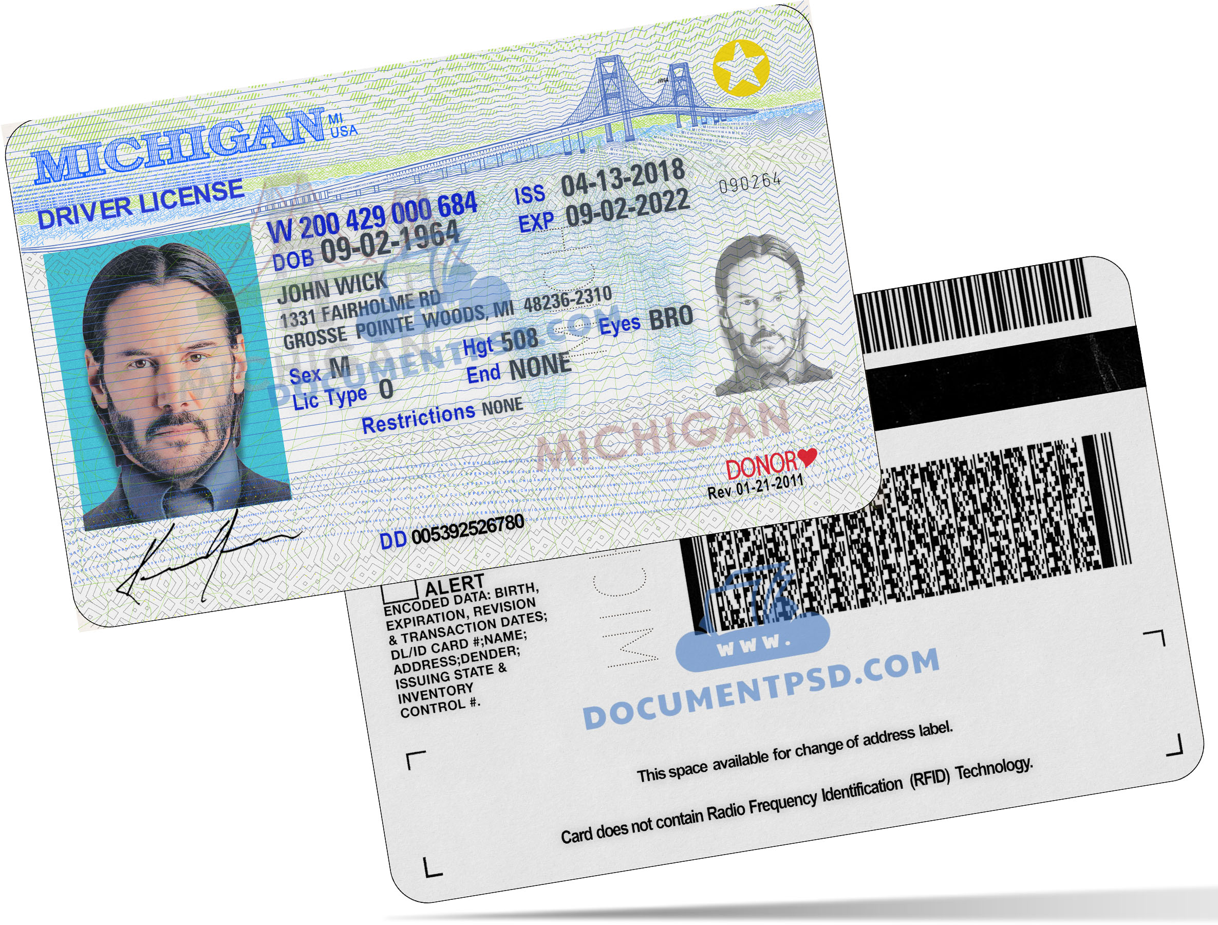 Michigan Driver License PSD Template