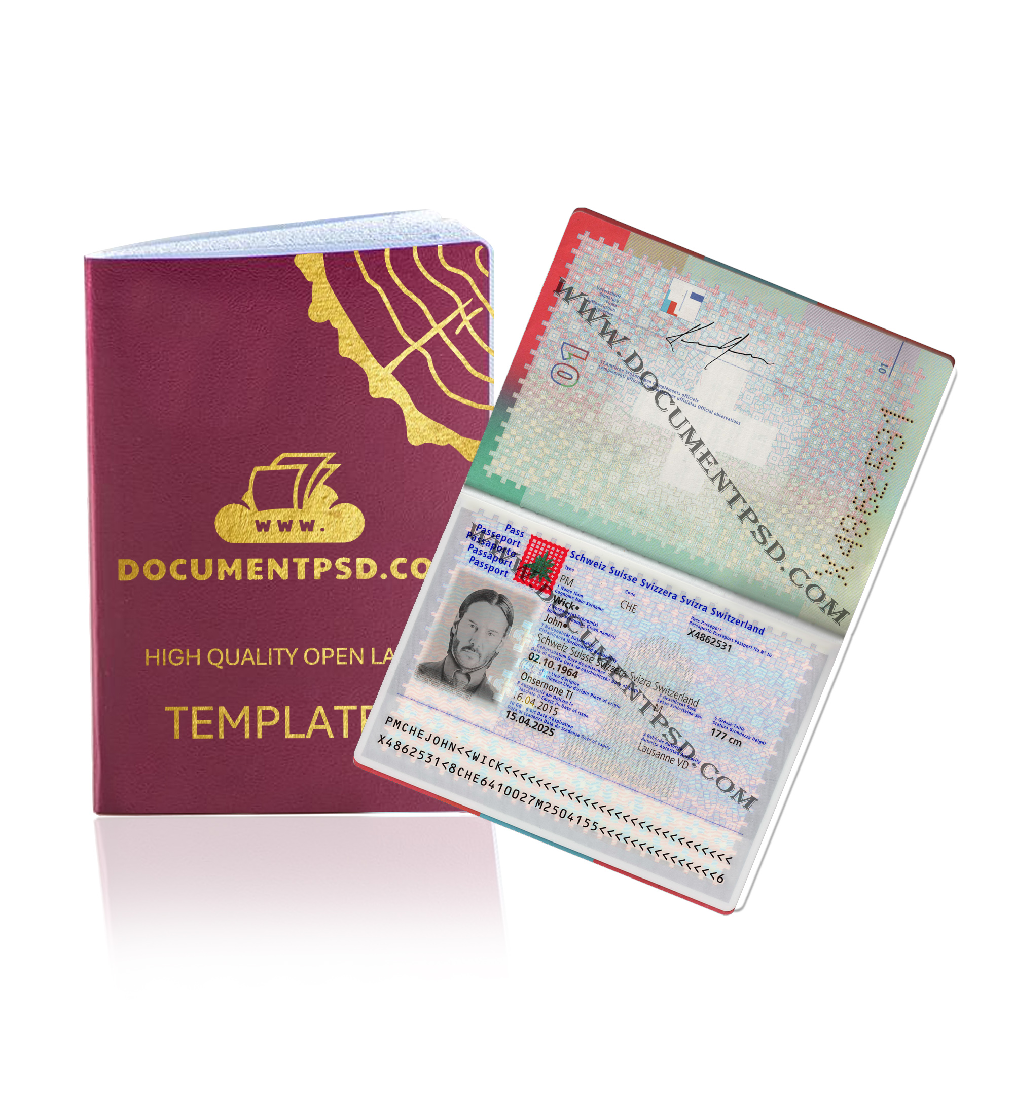 Switzeland Passport PSD Template