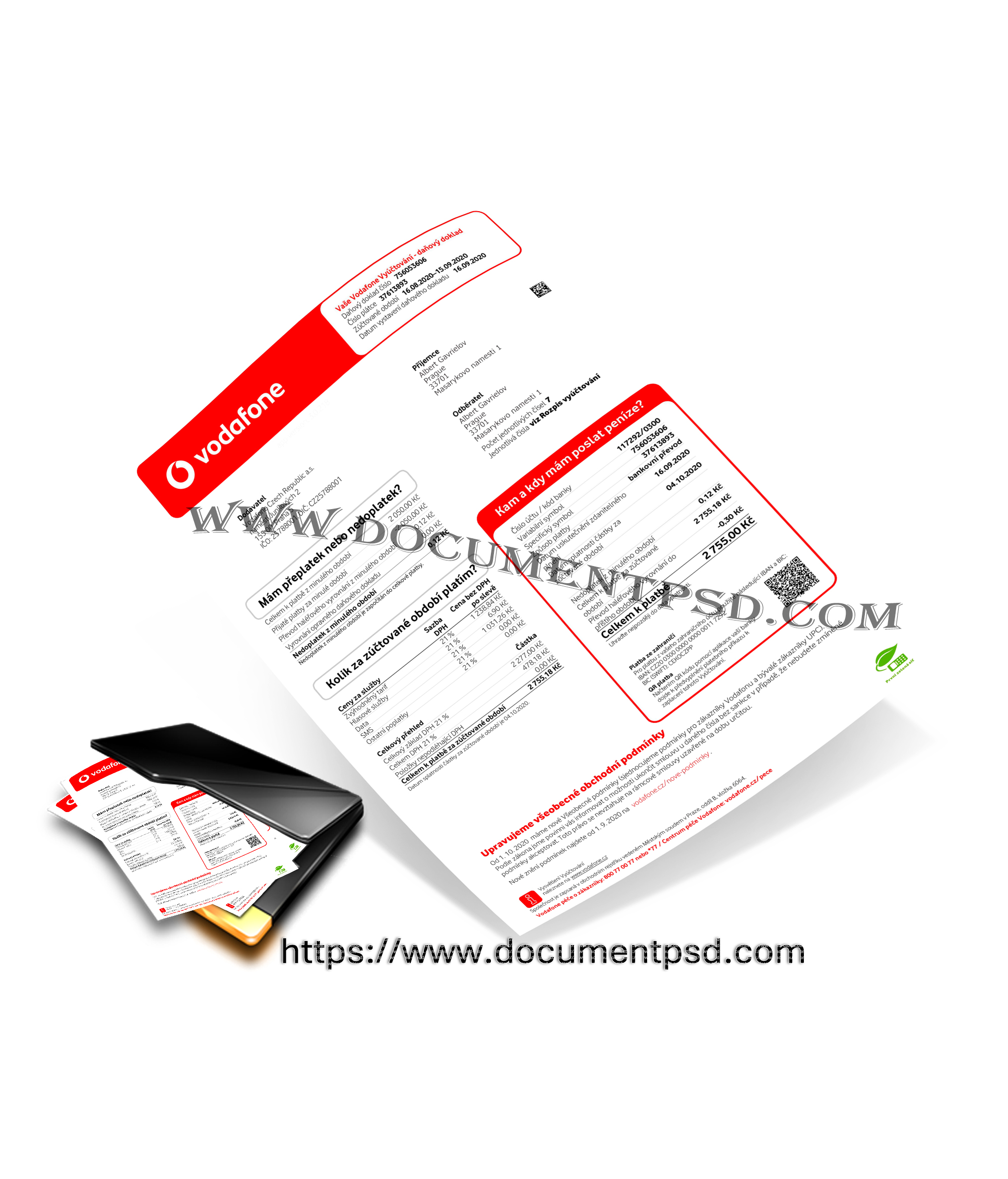 Vodafone Vyúčtování – daňový doklad Czech Republic