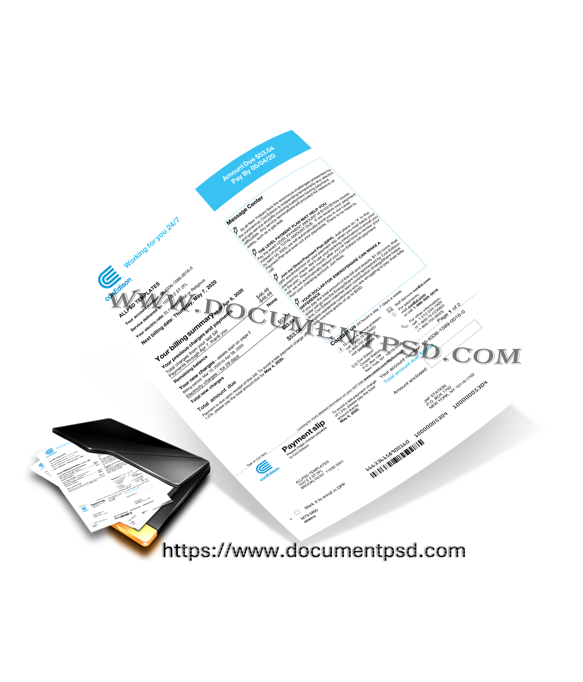 Con Edison Utility Bill NEW YORK