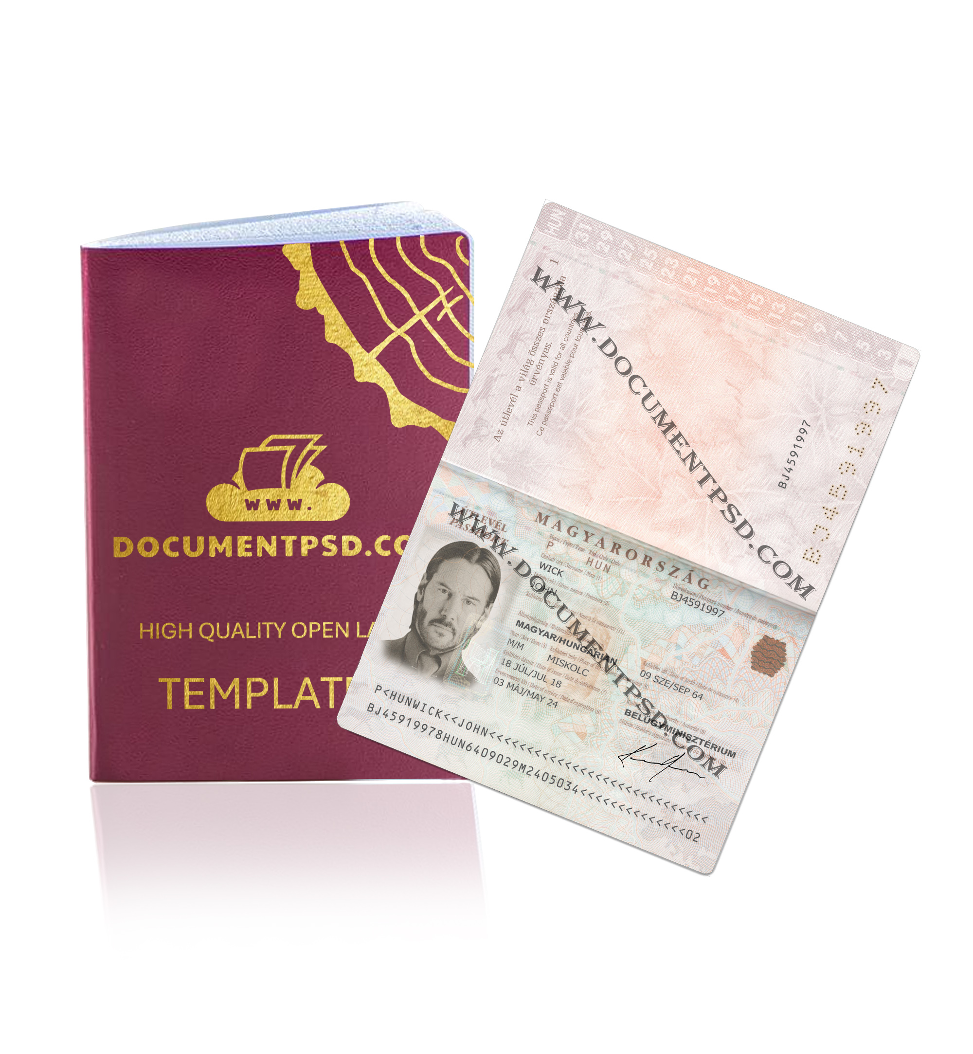Hungary Passport PSD Template