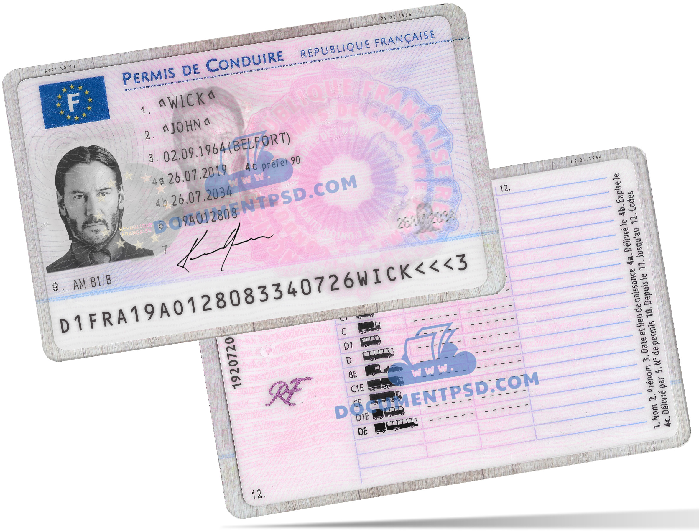 France Driver License PSD Template