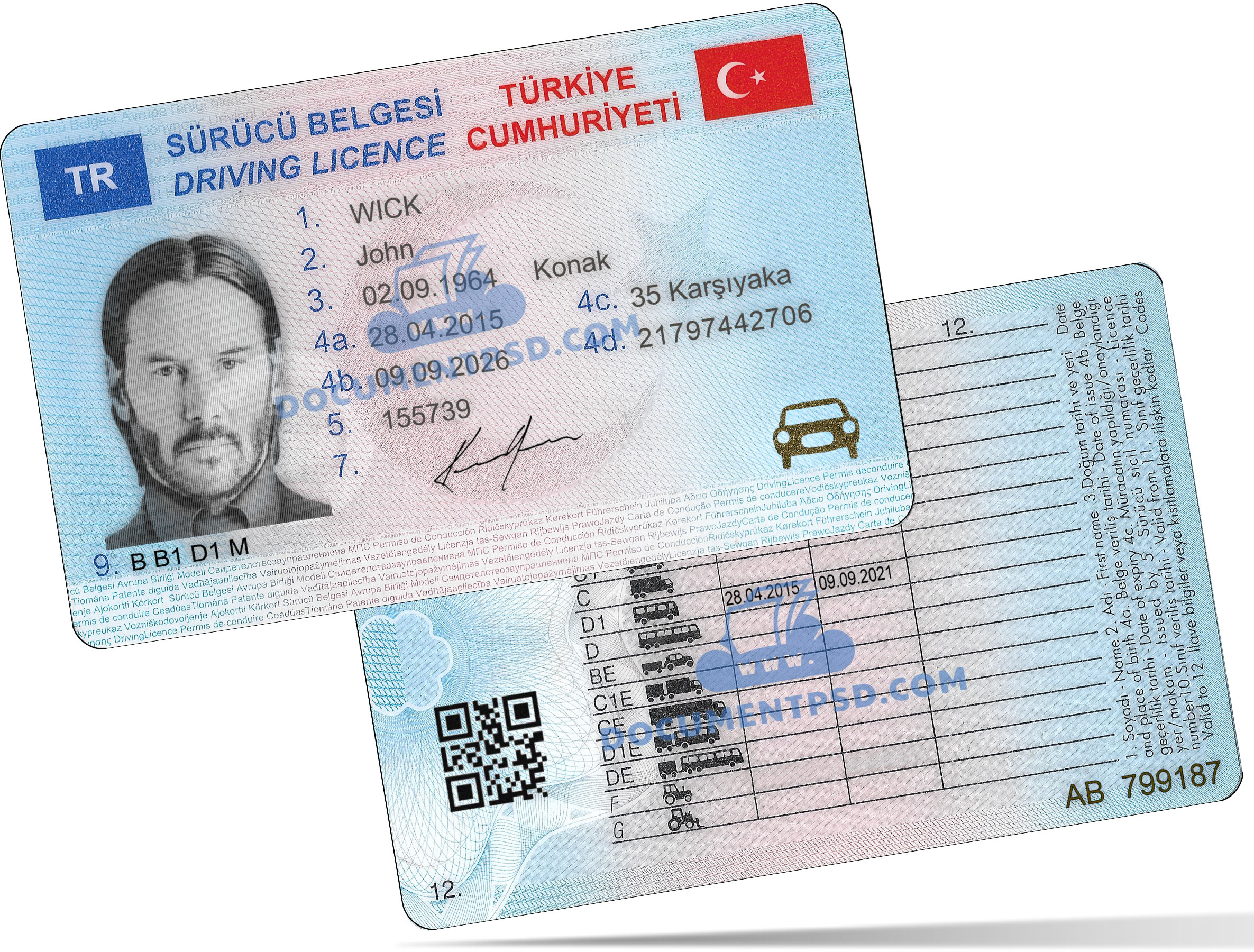 Turkey Driver License 2016 PSD Template