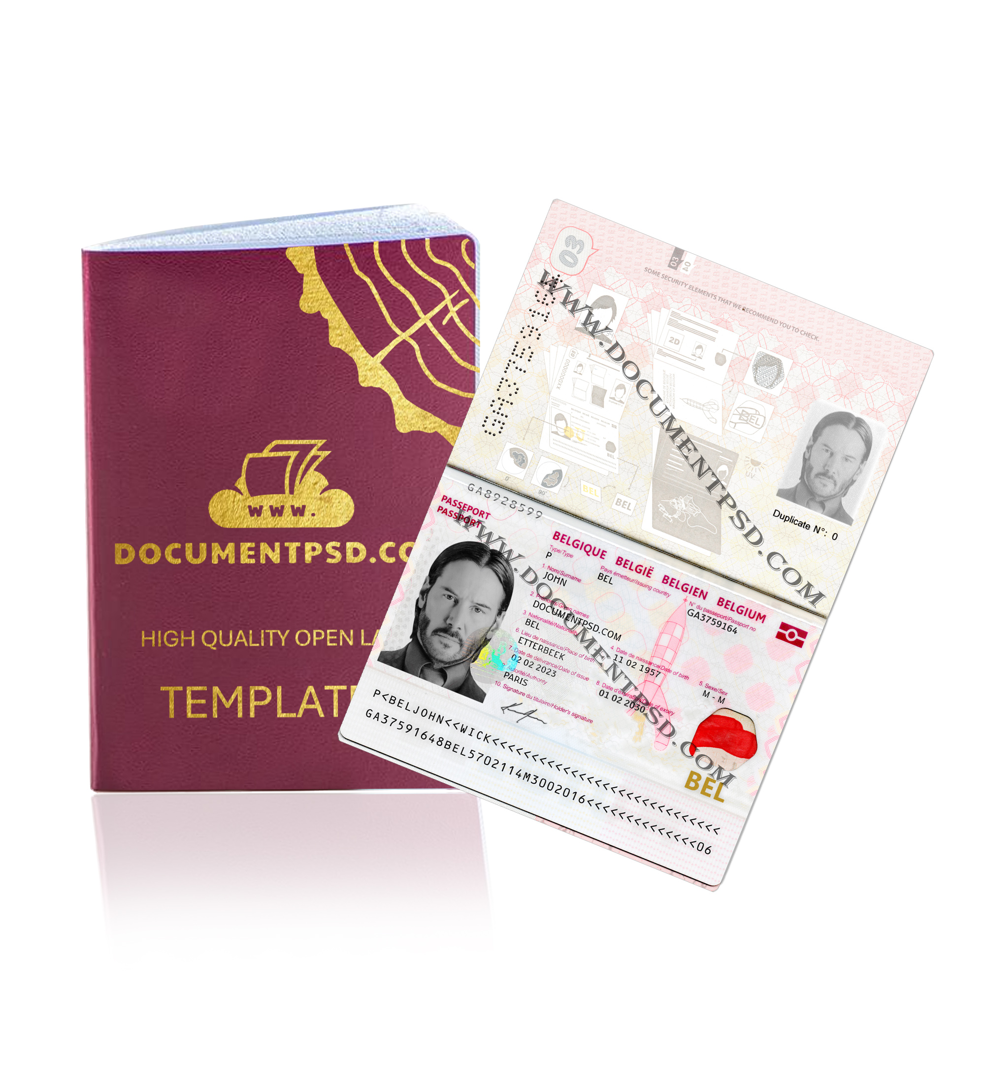 Belgium Passport NEW 2022 PSD Template