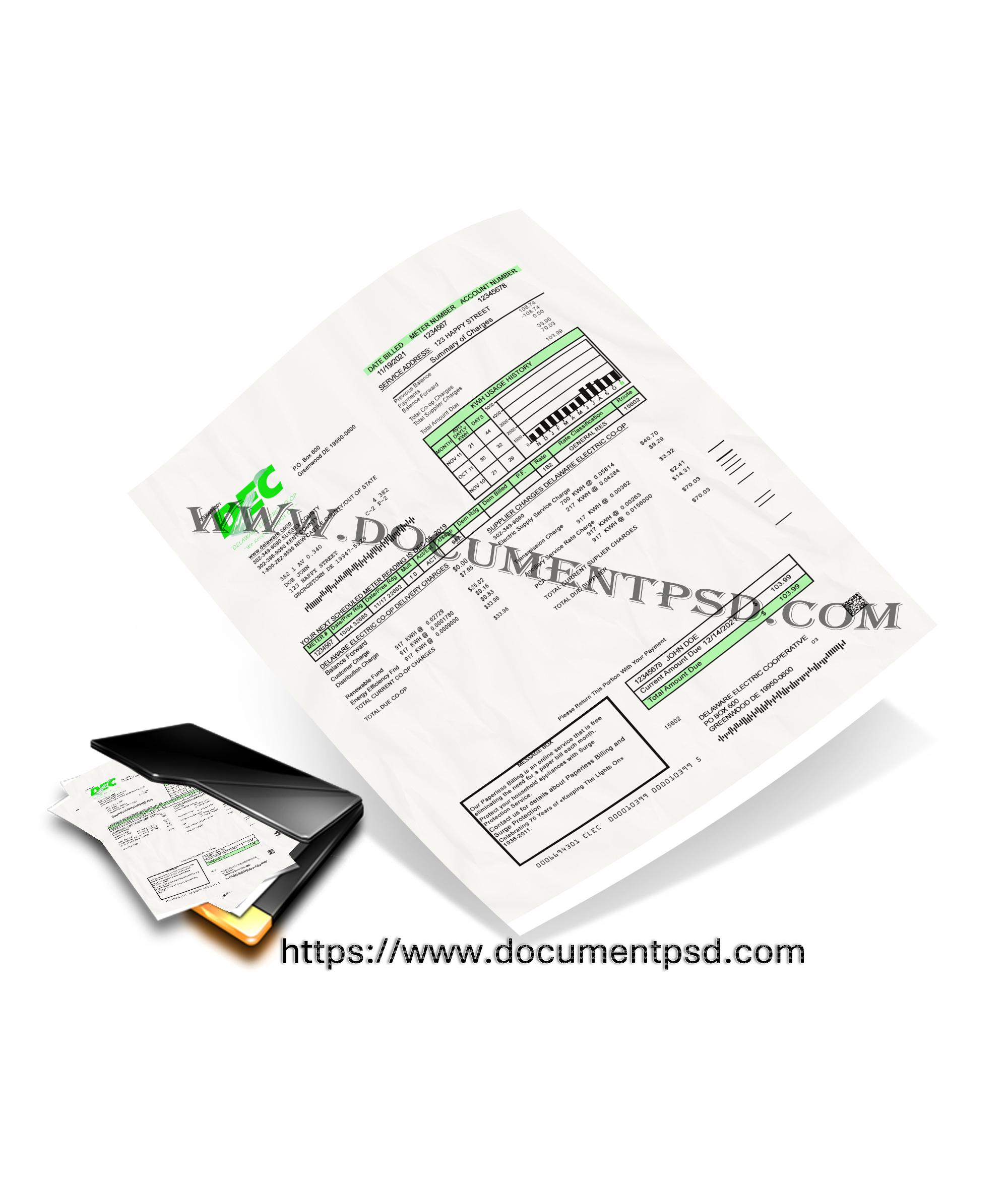 Delaware Electric Cooperative Bill UNITED States PSD Template