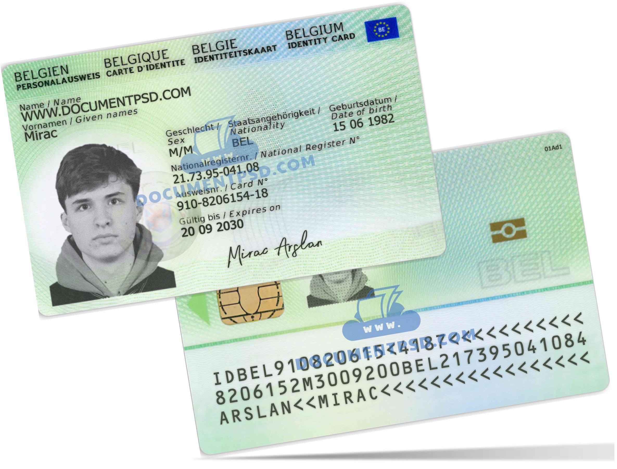 Belgium ID Card New PSD Template