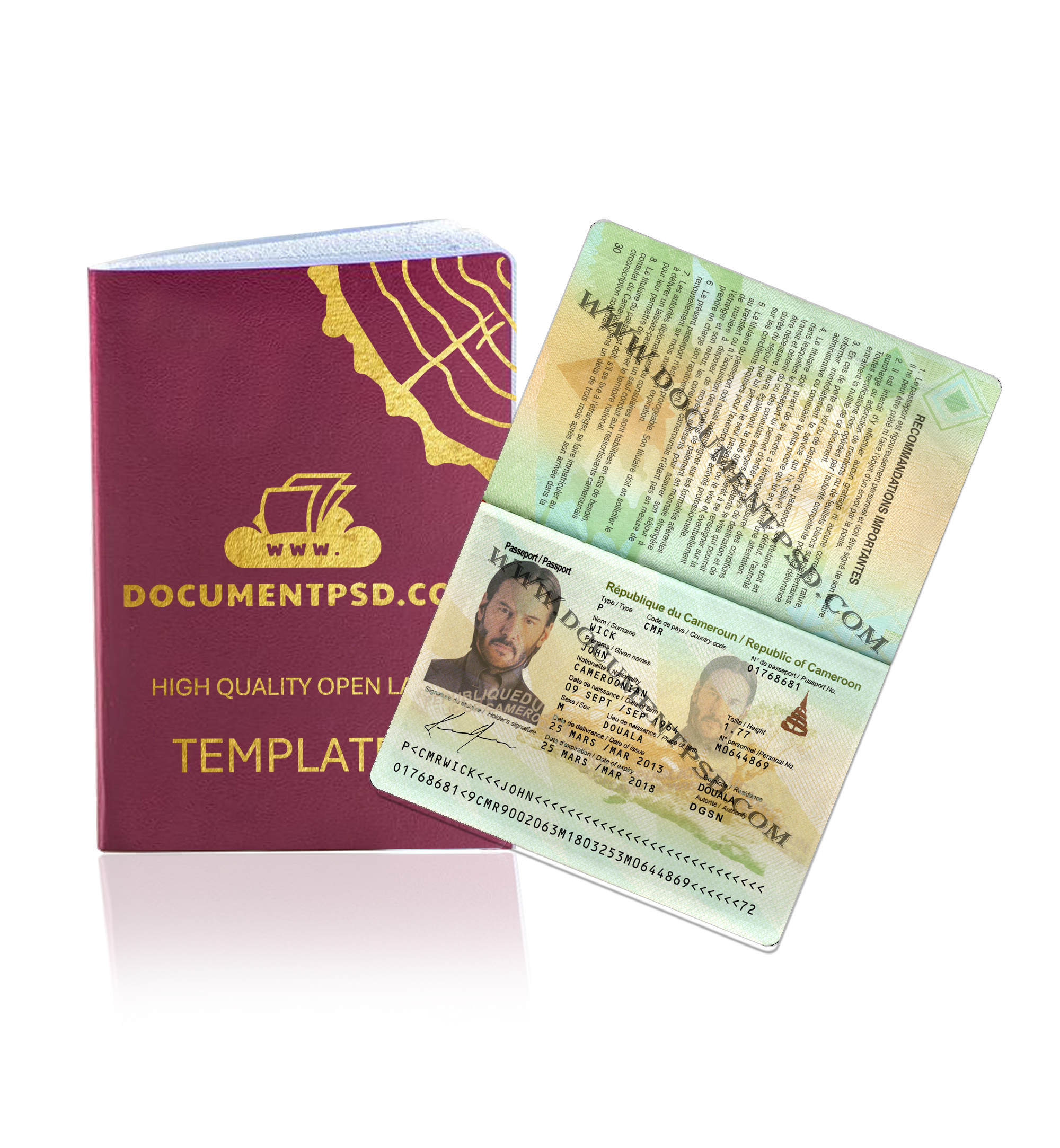 Cameroon Passport PSD Template