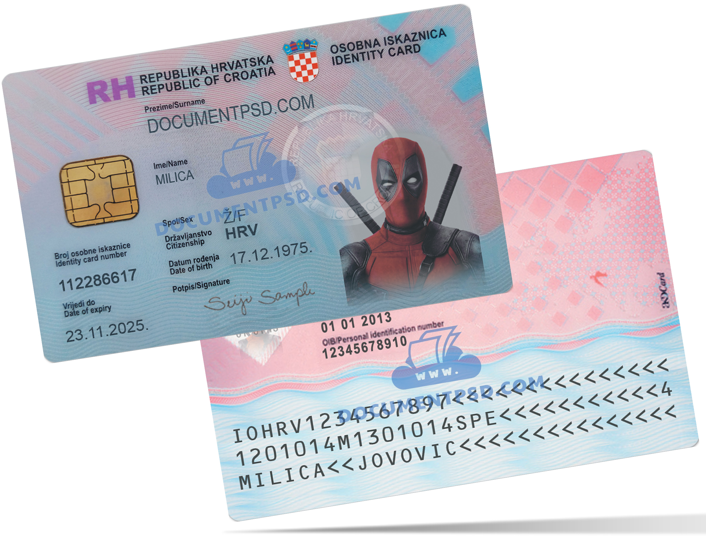 Croatia id card (OLD) PSD Template
