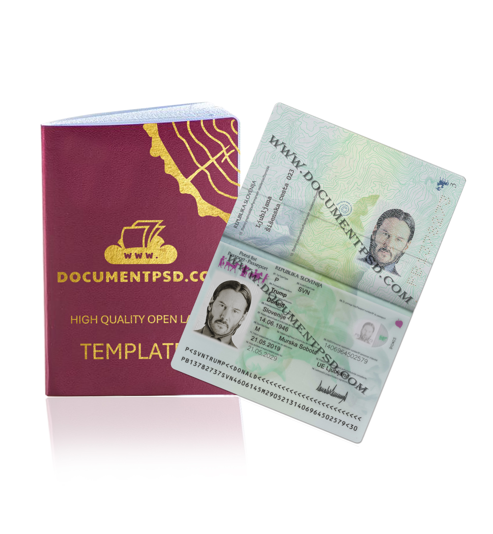Slovenia Passport PSD Template