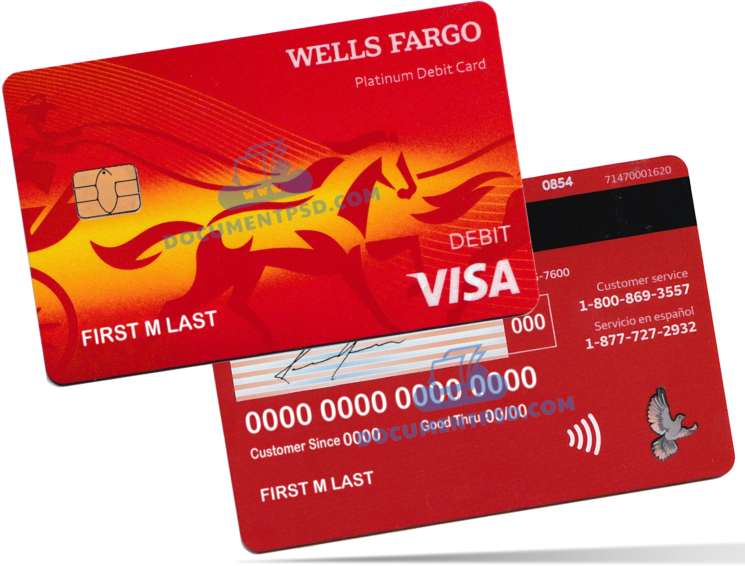 Wells Fargo Platinum Debit Visa Card United States PSD Template