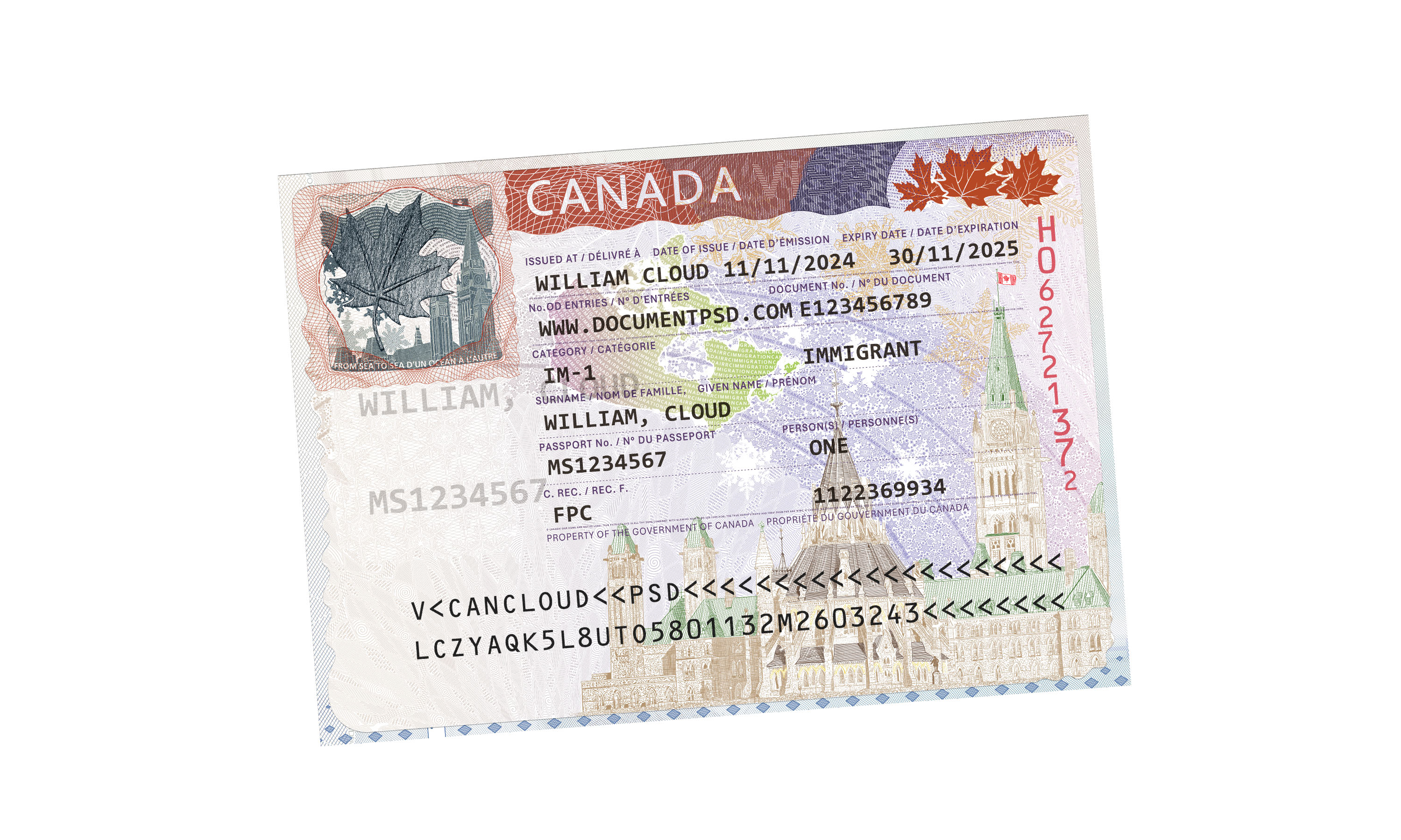 Canada Visa UV NEW PSD Template