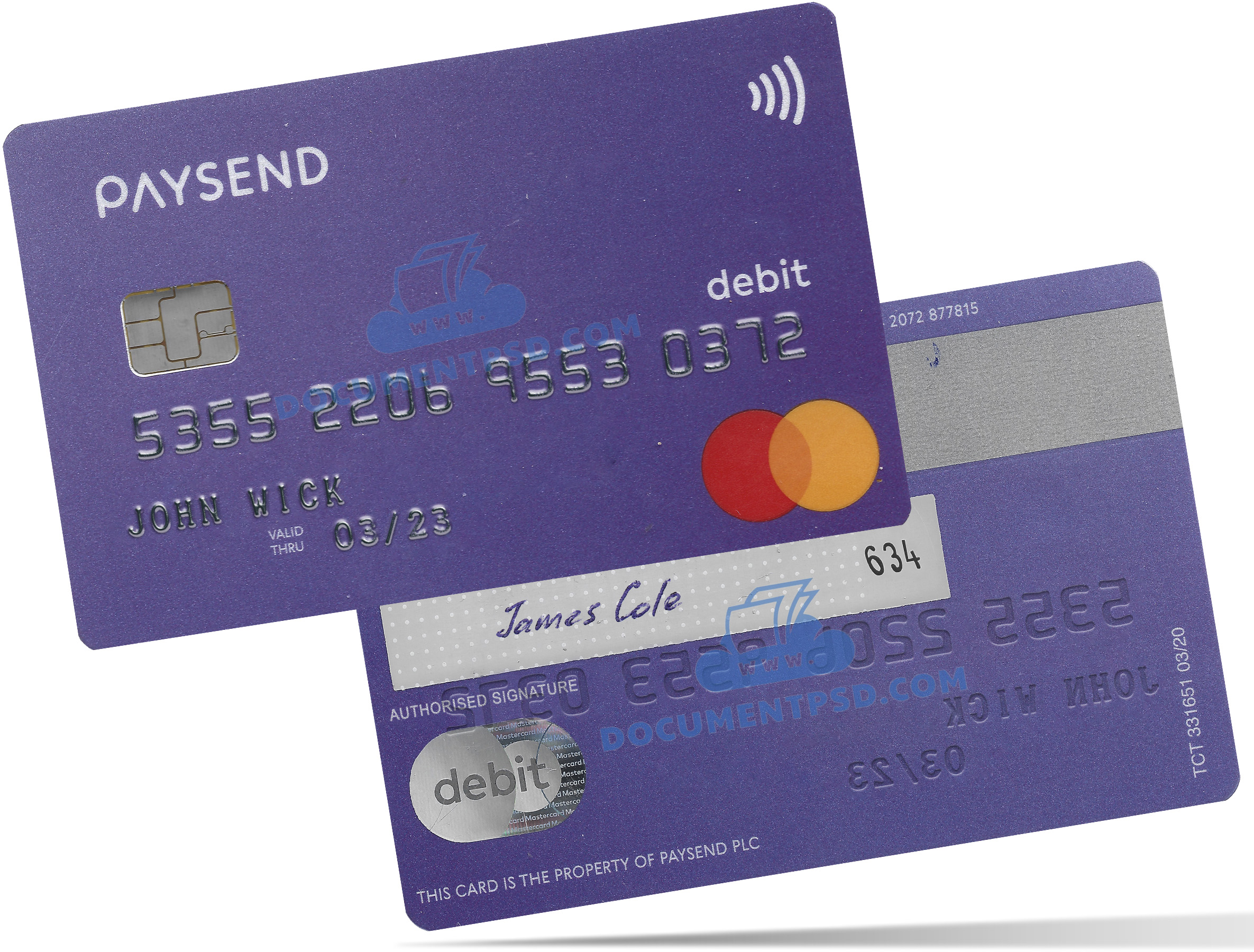 Paysend Debit Mastercard United Kingdom PSD Template