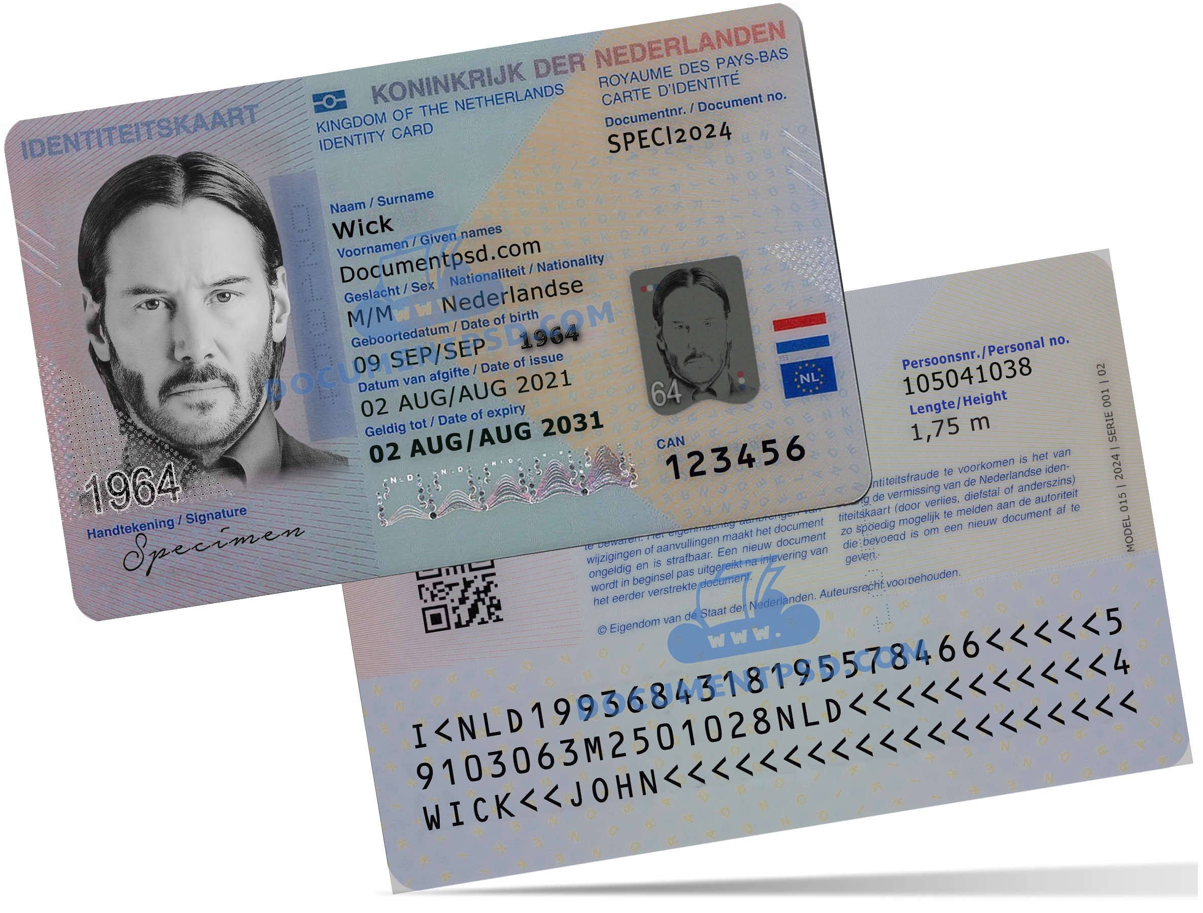 Netherlands ID Card New 2024 PSD Template