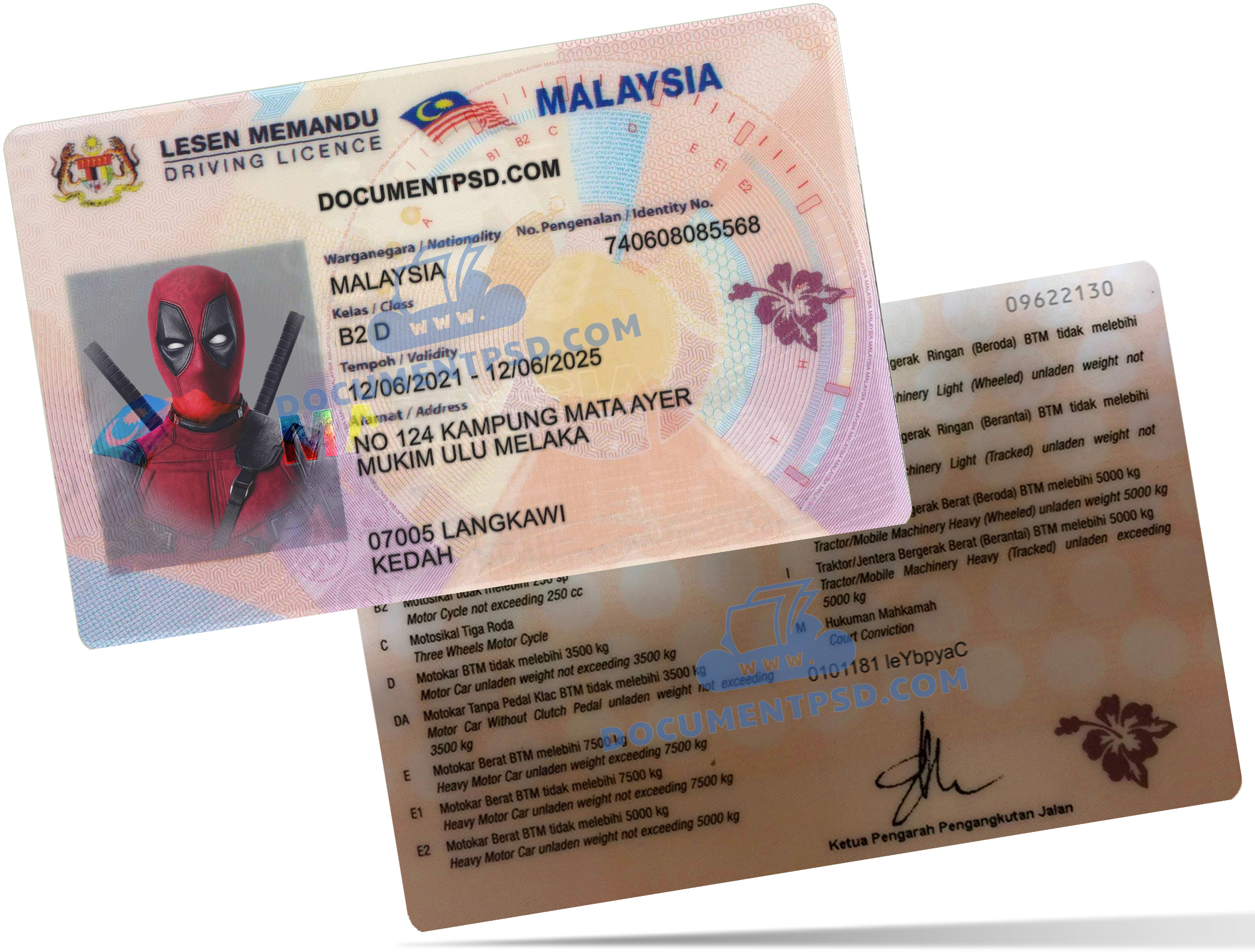 Malaysia Driver License PSD Template