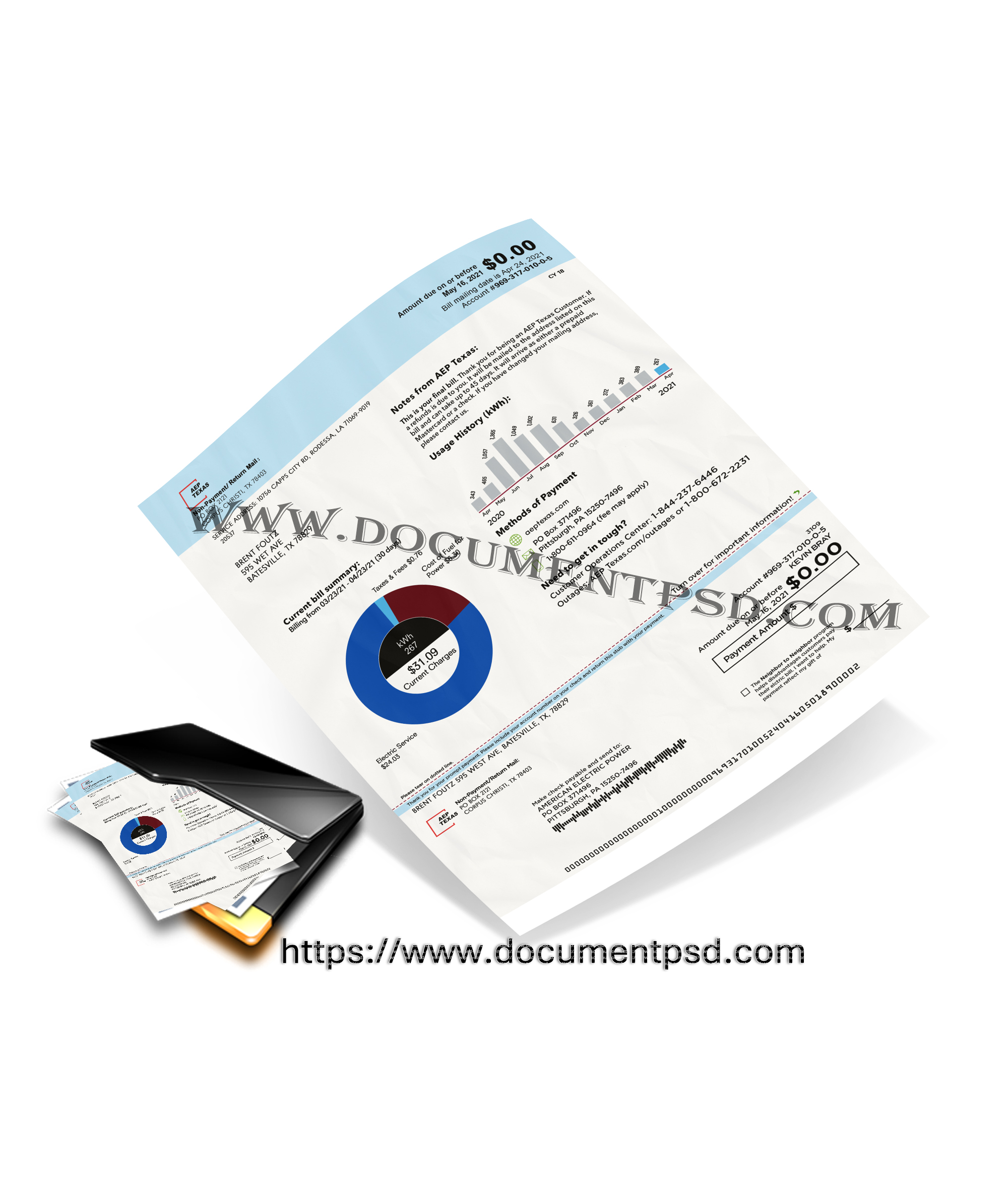 AEP Texas Electric Bill Texas PSD Template